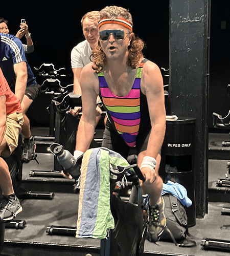 Found of Squirrel, JB at Les Mills Trip class with Squirrel team members