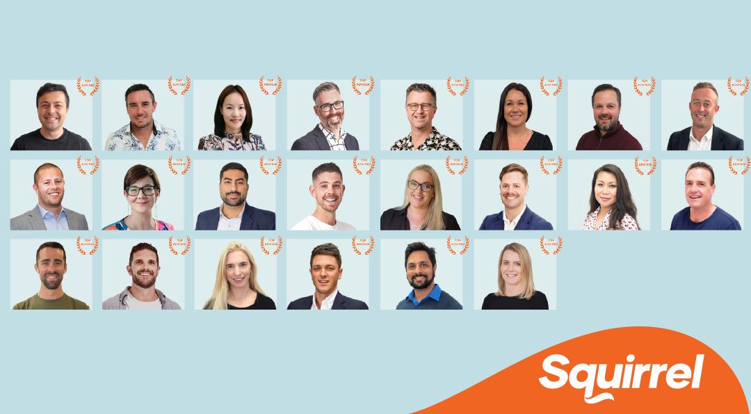 Collage picture of the 22 Squirrel advisers named as part of NZ Advisers Top Advisers 2025